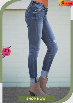 High Waist Worn Out Jeans Worn Out Jeans, Online Clothing, Blue Denim, High Waist, On Sale, High Waisted, Fashion Outfits, Free Shipping, Blue