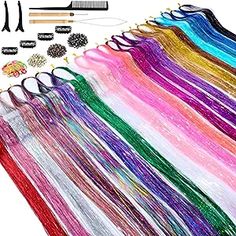 Tinsel Extensions, Tinsel Hair Extensions, Tinsel Hair, Hair Tinsel, Women Hair Accessories, Glitter Hair, Heat Resistant, Hair Extensions, Hair Accessories