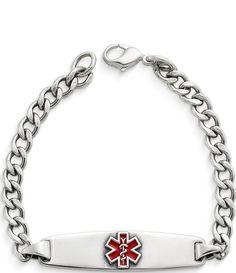 From James Avery&#x2C; this bracelet features:The red enameled Star of Life symbol on this sterling silver medical bracelet combines function with style and may be personalized with an engraved message to alert paramedics of an allergy or medical condition.Sterling silverEnamellobster claw closureSmall approx. 6.5" longMedium approx. 7" longLarge approx. 7.5" longCrafted in America using the world's finest materials. Personalized Silver Oval Link Bracelets, Personalized Silver Link Bracelets, Personalized Silver Link Bracelet, Customizable Rectangular Silver Bracelets, Customizable Silver Rectangular Jewelry, Customizable Rectangular Silver Jewelry, Classic White Stainless Steel Bracelets, Personalized Oval Stainless Steel Jewelry, Customizable White Stainless Steel Jewelry