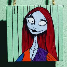 a painting of a woman with long red hair and an evil look on her face