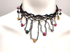 New! NEW CHANDELIER BLACK CHOKER TOURMALINE STONE BEADS BLACK CROCHET was just added to eBay. Check it out! #eBay #eBaySeller Black Macrame Jewelry For Festivals, Black Wire Wrapped Necklace For Party, Adjustable Crochet Jewelry For Parties, Bohemian Black Macrame Necklace, Adjustable Black Wire Wrapped Beaded Necklace, Adjustable Black Wire Wrapped Beaded Necklaces, Black Bohemian Dangle Choker, Bohemian Black Dangle Choker, Bohemian Black Choker For Jewelry Making