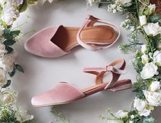 "❣ PRODUCT DESCRIPTION You'll like our simple & lovely dusty rose wedding shoes with a heart-front shape front and backless back closing! Shoes to generate an amazing wedding image on your big day!!. They are light and comfortable, allowing the bride to swirl in dance, accept compliments, and speak with guests without tiring. You may wear them every day or with a white, off-white, or pink bridal gown. These velvet pale pink flats are particularly ideal for bridesmaids. Classic pointed-toe shoes are appropriate for a variety of events and outfits. We utilize the best leather and the most comfortable shoe design for this pair of velvet flat shoes. We employ a sturdily constructed sole so that you may have maximum enjoyment.  ❣ Always we try our very best in photos to be as near to true color Wedding Guest Flat Shoes, Pink Closed Toe Wedding Shoes For Evening, Formal Pink Closed Toe Wedding Shoes, Pink Flat Wedding Shoes, Pink Open Toe Feminine Wedding Shoes, Pink Closed Toe Wedding Shoes With 4-inch Heel, Pink Bridal Gown, Accept Compliments, Pink Low Heels