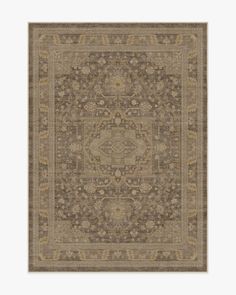 a rug with an intricate design on the front and back side, in grey tones