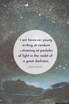 john keats quote about writing at random prices on the night sky with stars in the background