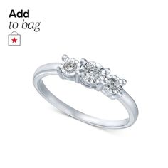 in stock 14k White Gold Multi-stone Diamond Promise Ring, 14k White Gold Three-stone Promise Ring, Round Cut Diamond, Promise Ring, Bezel Setting, Promise Rings, In Store, Buy Online, Pick Up