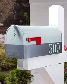 a mailbox with the number 350 painted on it