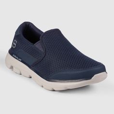 Add an extra step of comfort and easy-wearing athletic style to your day with the S Sport by Skechers Claye shoe. This Relaxed Fit slip-on sneaker features an athletic soft mesh and synthetic trim upper in a sporty casual comfort design with a shock-absorbing midsole and flexible rubber traction outsole. Size: 8. Color: Navy. Gender: male. Age Group: adult. Pattern: Solid. Fun Slippers, Slip Resistant Shoes, Sporty Casual, Comfort Design, Casual Design, Athletic Fashion, On Shoes, Nice Shoes, Slip On Sneaker