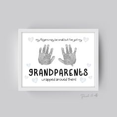 a hand print with the words grandparents and hearts on it