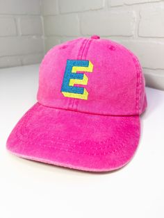 Shadow Block Initial Monogram Hat Embroidered Hats Dad Hats Cotton Twill Hats Unisex Hats Adjustable Baseball Cap 100% Cotton hat 6 panel, unstructured 3 ⅛ crown  Handmade in McKinney, Texas. Pink Hats With Letter Print And Curved Brim, Casual Pink Hats With Letter Embroidery, Pink Casual Hat With Letter Embroidery, Pink Curved Brim Hat With Letter Print, Embroidered Letter Snapback Baseball Cap, Vintage Hat With Letter Patch, One Size Letter Embroidered Baseball Cap, Vintage Cap With Letter Patch, One Size Letter Embroidery Baseball Cap