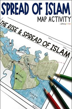 the spread of islam map activity with colored pencils