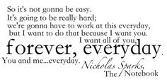 a quote that says,'forever, i want all of you to know about the notebook