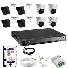 the complete security system includes 8 cameras, 4 dvrs and an external hard drive