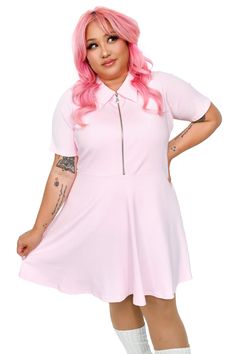 Pink Skater Dress | My Violet Pink Skater Skirt, Pink Skater Dress, Heart Cardigan, Closet Colors, Teacher Clothes, Perfect Pink, Teacher Outfits, Shoe Size Chart, Clothes Collection