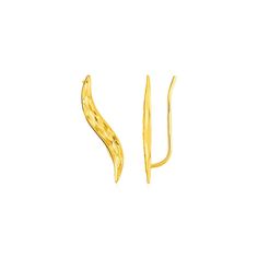 Textured Leaf Climber Earrings in 14k Yellow Gold Ear Climbers Earrings, Ear Climber, Ear Climbers, Climber Earrings, French Wire, Gold Texture, Jewelry Earrings Hoops, Metal Stamping, Types Of Metal