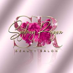 the logo for spa and beauty salon, with pink flowers on it's side