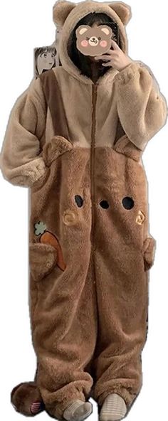 Teddy Bear Hooded Onesie Bear Onsies, Brown Bear Costume, Pajama Onesie, Kawaii Pajamas, Christmas Tree Dress, Kawaii Bags, Kawaii Backpack, Kawaii Pens, Teddy Bear Design