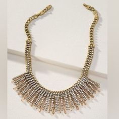 You Should Know By Nowwe Live For Texture, Layers, And Shine. Stella&Dot Combined All Three For This Statement Necklace, Crafted With A Thick, Warm Gold Chain And Fringey, Crystal-Studded Tiers. Brass Plating And White Cz 16.5" + Removable Extenders Elegant Jeweled Metal Chain Necklace, Metal Rhinestone Necklace With Chain For Wedding, Wedding Rhinestone Necklace With Adjustable Chain, White Crystal Embellished Metal Jewelry, Metal Rhinestone Chain Necklace For Wedding, White Crystal Rhinestone Necklace, White Crystal Rhinestone Necklace With Chain, Crystal Rhinestone Necklace With Adjustable Chain, White Crystal Rhinestone Necklace With Adjustable Chain