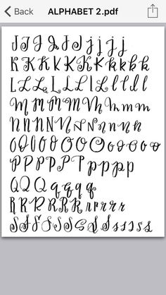 an iphone screen showing the font and numbers in cursive writing, which are handwritten