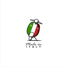 the logo for made in italy, which features an italian flag and a small helicopter