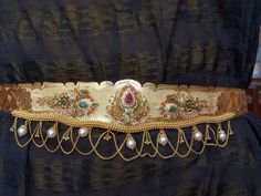 22 Karat Gold Vaddanam, Oddiyanam, Waist Belt, Kammar Patta with Cz , Ruby , Emeralds & South Sea Pearls  - 235-GV327 - in 170.700 Grams for USD $13948.11. 
Made in India by Totaram Jewelers Online this product is in Gold - 22 Karat BIS Hallmark 916 KDM Gold  & is an excellent gift for Adult - Women. Ships fully insured with secured guaranteed delivery for free with your order over $250 from New Jersey USA & comes with 30 days exchange policy. Gold Vaddanam, 22k Gold Jewelry, India Gift, Gold Jewelry Indian, South Sea Pearls, Sea Pearls, South Seas, Online Jewelry Store, Gifts For Adults