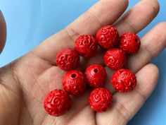 Material: Cinnabar + other material Size: 13 mm Hole: 1.2-1.5 mm approximately QTY: in this price,20 PCS you will received Red Traditional Beads For Crafting, Traditional Red Beads For Crafting, Traditional Red 8mm Beads, Oval Carved Beads For Gifts, 8mm Round Beads For Festivals, Mala Making, Bead Diy, Beads Mala, Great Wall