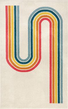 a colorful rug with the letter u on it