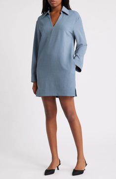 ASTR the Label Collar Long Sleeve Shift Dress | Nordstrom Rich Girl Fashion, Long Sleeve Shift Dress, Astr The Label, Favorite Daughter, Blue Fits, Maternity Shops, Day To Night, Designer Clothes For Men, To Night