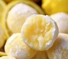 a close up view of some lemons and sugar