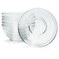 stack of clear plastic plates on white background