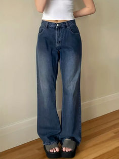 High Waist Jeans Women Baggy Jeans Straight Legs Pants Y2k Denim Trousers Vintage Loose Blue Washed Mom Jeans, Women's Denim Jeans, Women's Clothing, affiliate Multi Belt, Jeans Online Store, Mama Jeans, Ootd Outfits, Jeans Mom, Straight Leg Denim, Jeans Online, Type Of Pants