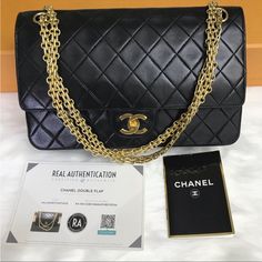 Authentic Chanel Double Flap, Pre Loved In Great Condition. Elegant Double Flap Bag With Dust Bag Included, Designer Double Flap Bag For Everyday Luxury, Designer Double Flap Bags, Elegant Double Flap Shoulder Bag For Shopping, Elegant Double Flap Shoulder Bag, Designer Double Flap Evening Shoulder Bag, Designer Double Flap Shoulder Bag For Evening, Designer Evening Shoulder Bag With Double Flap, Elegant Gold Bag With Double Flap