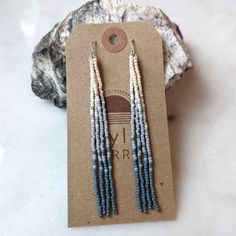 Beaded Fringe Earrings Pattern, Fringe Beaded Earrings, Long Beaded Earrings, Beaded Hat Bands, Blue Beaded Earrings, Hat Bands, Bead Earring, Beaded Fringe Earrings, Beaded Hat