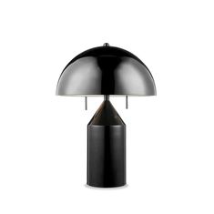 a black table lamp on a white background