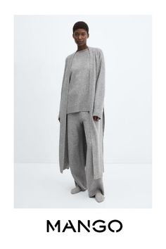 Medium knit, Long design, Crossed V-neck, Long sleeve, Decorative belt, Co-ord Long Grey Cardigan, Knit Duster, Oversized Polo, Linen Stitch, Oversized Knit Cardigan, Knitting Women Cardigan, Oversize Knit, Oversized Knitted Sweaters, Total Look