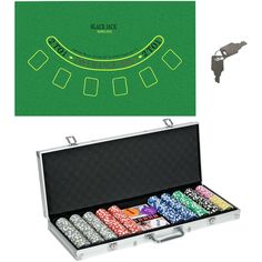 an open briefcase with poker chips in it