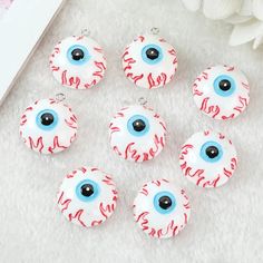 Bloody Eyeball Resin Charms o Earrings | With or Without Hook | Cabochons Party Earrings  | Punk Necklaces | DIY Making Halloween Jewelry | Ref: P395 WANT BULK? Please go clansupplies.com or send us a private message  clansupplies@gmail.com ---> Size: See Photo ---> Color: See Photo  ---> Material:  Resin + Alloy ---> Charm per Pieces or Earrings per pairs.  ---> Package: Choose 1, 2, 5, or 10. Halloween Novelty Jewelry For Cosplay, Halloween Cosplay Novelty Jewelry, White Halloween Party Jewelry, Red Fun Halloween Jewelry, Fun Red Halloween Jewelry, Fun Red Jewelry For Halloween, Fun White Halloween Jewelry, Fun White Jewelry For Halloween, Halloween Necklace Diy