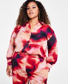 in stock Plus Size Satin, Satin Shirt, Plus Size Shirts, Trendy Plus Size, Polyester Spandex, Plus Size Outfits, Shirts Tops, Pick Up, In Store