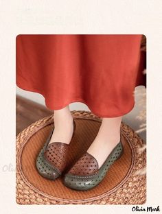 Olivia Mark - Handmade Vintage Cowhide Soft Sole Round-toe Single Shoe Comfortable Leather Shoe Comfortable Leather Shoes, Pu Heels, Comfortable Shoes, Leather Shoes, Heel Height, Shoes Heels, Heels, Leather