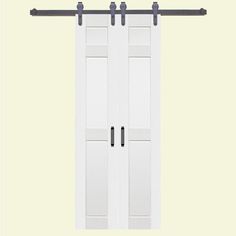 36 in. x 84 in. 6-Panel Composite PVC White Split Barn Door with Hardware Kit - Super Arbor Split Barn Door, Door Framing, Barn Windows, Bypass Barn Door Hardware, Bypass Barn Door, Fold Door, White Barn Door, Craftsman Door, Interior Sliding Barn Doors