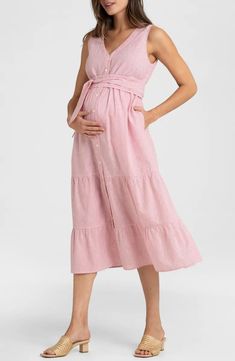 Seraphine Stripe Cotton Maternity/Nursing Midi Sundress | Nordstrom Nursing Friendly Knee-length Summer Dresses, Spring Cotton Maternity Dress, Summer Maternity Dress, Nursing Friendly, For Daywear, Summer Maternity Dress Nursing Friendly Daywear, Summer Daywear Nursing-friendly Maternity Dress, Summer Sleeveless Maternity Midi Dress, Summer Cotton Maternity Dress Nursing Friendly, Summer Nursing Friendly Dress For Daywear, Summer Cotton Maternity Dress