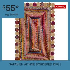 a colorful rug with pom - poms on it and the words sale $ 55 99