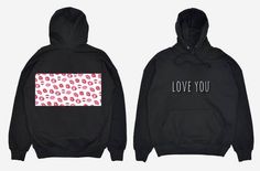 Kisses hoodie Black Hooded Sweatshirt Gift, Black Hooded Sweatshirt As Gift, Black Cotton Hoodie For Gift, Black Cotton Hoodie As Gift, Black Casual Hoodie As Gift, Casual Black Hoodie As Gift, Black Casual Sweatshirt Gift, Valentine's Day Casual Hoodie With Letter Print, Casual Hooded Sweatshirt For Valentine's Day