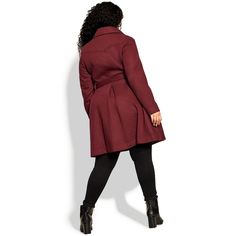 Perfection in port, the Blushing Belle Coat is a luxurious and classic coat that is perfect for chilly days. The rich port hue is ideal for adding some warmth to your favourite looks. With removable faux fur detailing, this coat flares at the waist to show off your curves. The shirt collar and button down opening give this coat a classic look, while the cinching waist self-tie belt and front functional pockets add a touch of function and style. Bold and fiercely fashionable, no one does plus siz Classic Coat, Classic Coats, Feel Pretty, Belt Tying, City Chic, Chic Woman, Shirt Collar, Tie Belt, Faux Fur