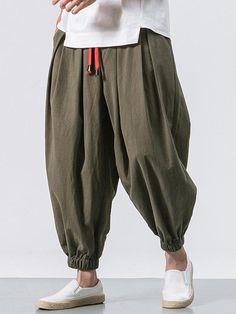 Long Pants Casual, Mens Linen Pants, Plus Size Yoga, Drop Crotch Pants, Harem Pants Women, Winter Pants, Men Plus Size, Cooler Look