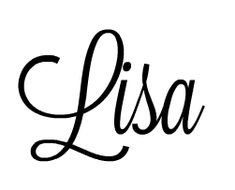 the word lisa written in cursive writing on a white background with black ink