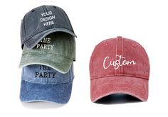 Custom Embroidered Hat , Personalized Dad Cap , Embroidery Logo baseball hat , Your own text monogram , Bachelorette , Small business Merch ✓ 100% Cotton Twill ✓ 6 Panel Structured Baseball caps ✓ Adjustable Strap back to fit Everyone! ✓ Custom embroidered baseball caps, Ocean Wave Bachelorette Party Hats, Bulk Order Embroidered Hats, Unstructured low profile cap with self-fabric adjustable slide closure with buckle and grommet. Pigment-dyed, garment washed cap has a lived-in look. Unisex One Si Custom Personalized Baseball Cap, Cheap Embroidered Text Baseball Cap, Cotton Baseball Cap With Embroidered Text, Personalized Adjustable Dad Hat (baseball Cap), Personalized Cotton Baseball Cap, One Size, Bachelorette Party Hat, Custom Embroidered Hats, Hat Embroidery, Embroidered Baseball Caps