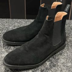 Casual Chelsea Boot With Durable Flat-Welt Construction.Upper: 100% Genuine Suedelining: 100% Genuine Split Leatheroutsole: Full-Length Natural Crepe Origin: Importedfit: This Version Of The Sonoma Chelsea Boot Fits True To Size. Black Suede Chelsea Boots Ankle-high, Black Suede Ankle-high Chelsea Boots, Casual Black Suede Chelsea Boots, Classic Black Chelsea Boots With Suede Lining, Winter Black Chelsea Boots With Suede Lining, Black Suede Chelsea Boots With Rubber Sole, Black Suede Business Boots, Black Suede Boots For Business, Black Suede Chelsea Boots For Business