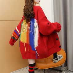 Fall, new, extra weight.Loose. Languid lazy wind long knit cardiganMaterial:knittedStyle:looseFeatures:lazyColor:beige,red,navy blueSize:freelength:70,bust:128,sleeve:46,shoulder:64&ltp&gtNote:Due to different measurement methods,there will be 1-3 error(unite:cm), please understand.</p>&ltbr/>&ltp&gtPlease check the size carefully when you choose items,thank you.</p>&ltbr/> Casual Red Knitted Sweater Coat, Oversized Red Long Sleeve Cardigan, Trendy Oversized Red Cardigan, Trendy Red Oversized Cardigan, Red Cozy Acrylic Outerwear, Casual Long Red Cardigan, Red Chunky Knit Winter Cardigan, Oversized Red Acrylic Sweater, Oversized Red Knitted Cardigan