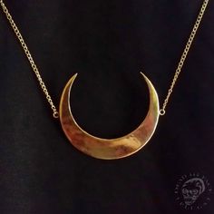 Necklace Crescent Moon - golden bronze customized lenght Crescent Moon Phase Metal Necklace, Celestial Bronze Jewelry With Moon Phase, Bronze Moon Charm Jewelry, Mystical Gold Necklace For Festivals, Bronze Crescent Moon Phase Jewelry, Mystical Gold Electroformed Jewelry, Bronze Moon Shaped Metal Jewelry, Bronze Moon-shaped Brass Jewelry, Bronze Moon-shaped Metal Jewelry