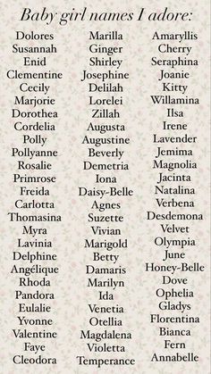 Baby girl name list. Names for my future kids Medieval Girl Names, Names I Adore, Fae Names, Name Ideas Girl, Girl Name List, Princess Names, Girl Name Ideas, Oc Names, S Names